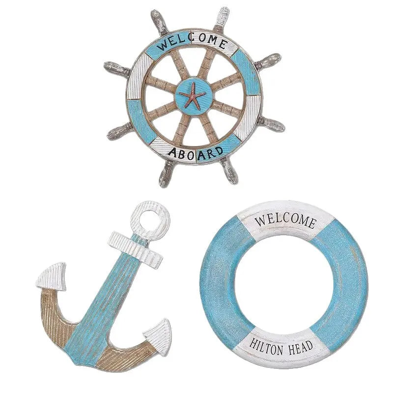 1 Set of Nautical-Themed Home Decor Wooden Anchors, Helms, and Lifebuoys Ocean-Themed Wall Hanging Decorations Indoor Nautical Decor Can Be Used for Wall Decoration at Outdoor Parties and Yard Gatherings Peaceful Pleasures Health and Wellness