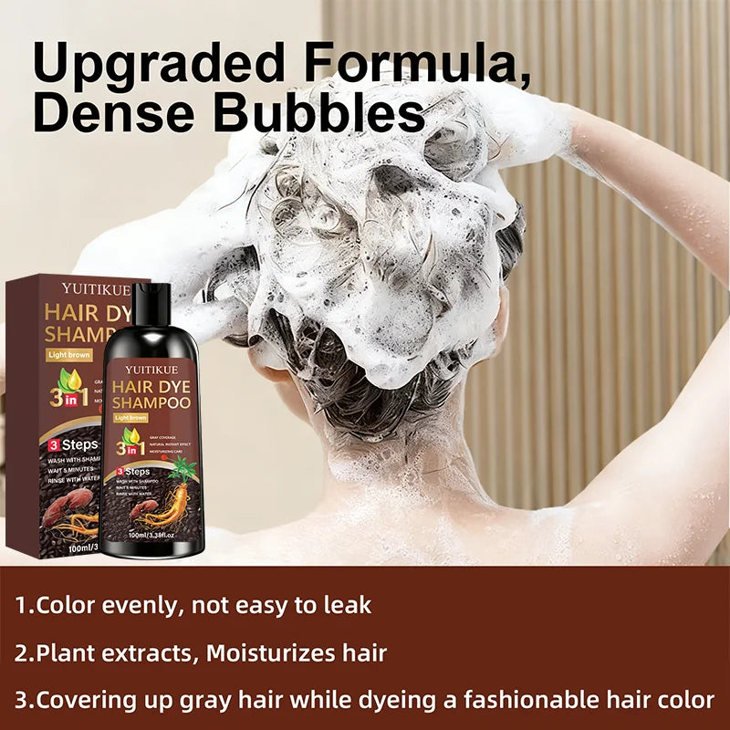 YUITIKUE Light Brown Hair Dye Shampoo 3-in-1 Gray Coverage Hair Dye Shampoo Peaceful Pleasures Health and Wellness