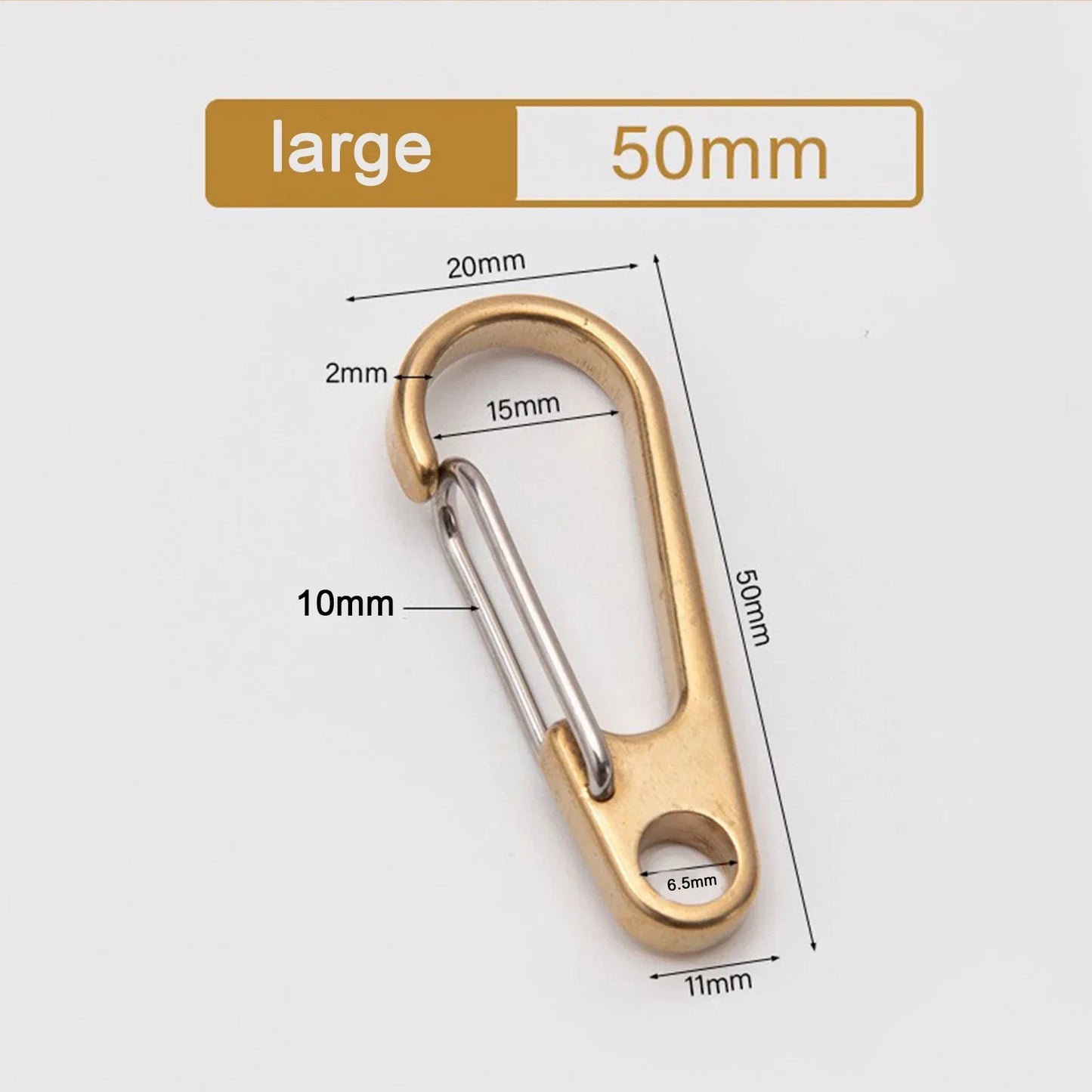 Brass Carabiner Clips 26/33/50mm – Backpack & Camping Buckle