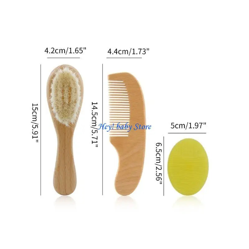 Baby Hair Brush & Comb Set | Natural Bristle Cradle Cap