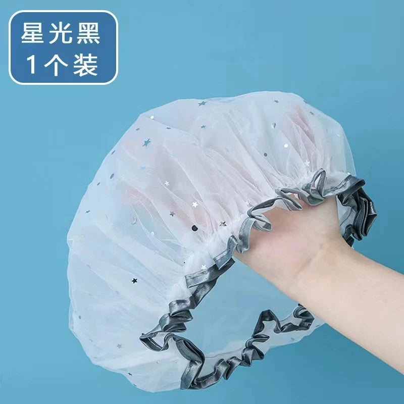 Double-Layer Waterproof Shower Cap | PVC & EVA Bathing Hat