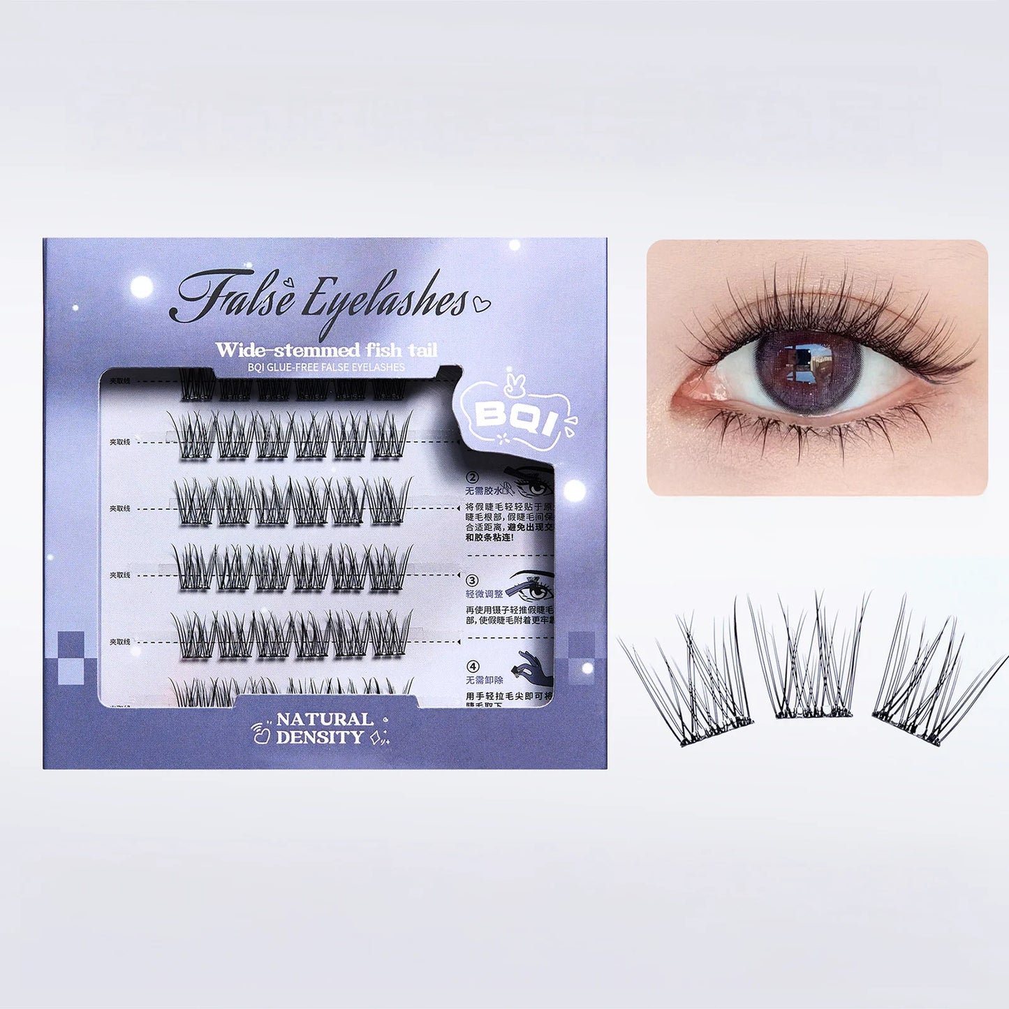 Glue-Free Wispy Cluster Lashes | Cat Eye Extensions 6 Rows
