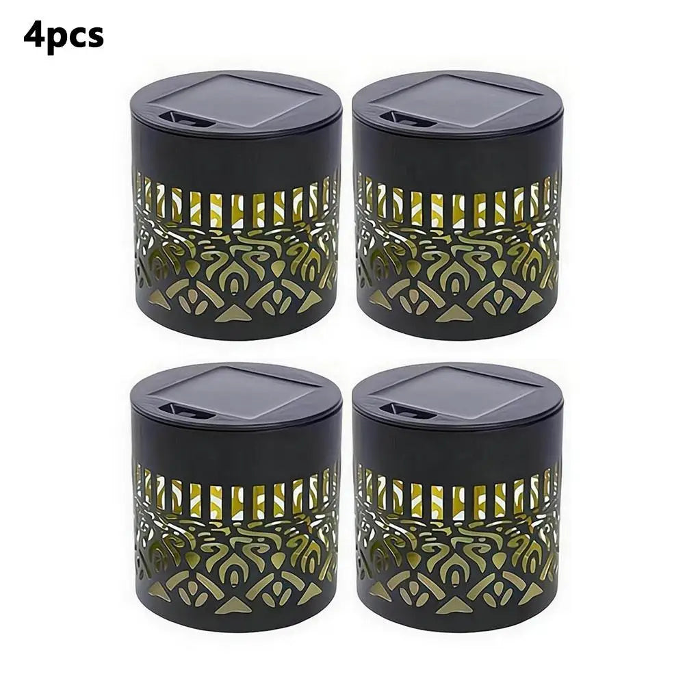 Waterproof Outdoor Deck Step Wall Light Hollow Solar-Powered Mandala Projector Light Exotic Garden Decoration Automatic Light Peaceful Pleasures Health and Wellness 4pcs