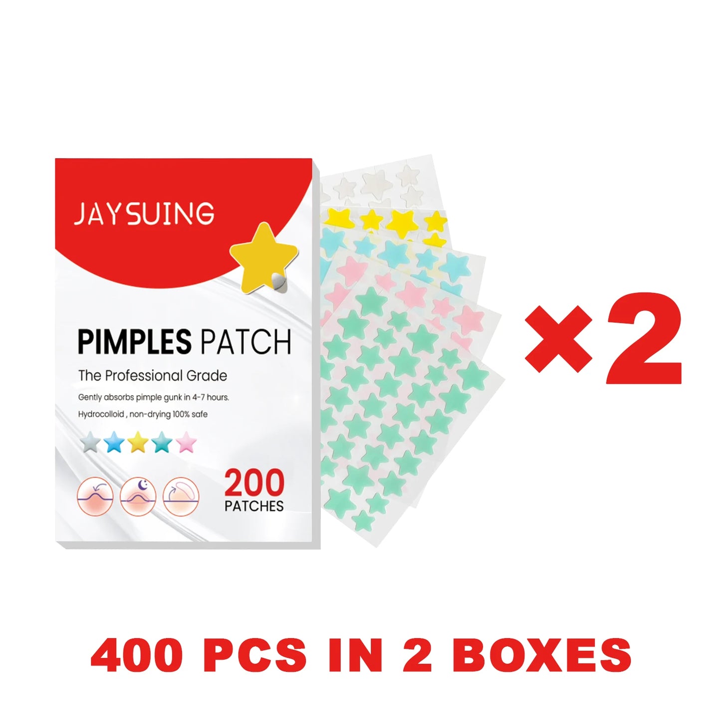 Jaysuing 200-Piece Star Acne Patches – Hydrocolloid Blemish Dots