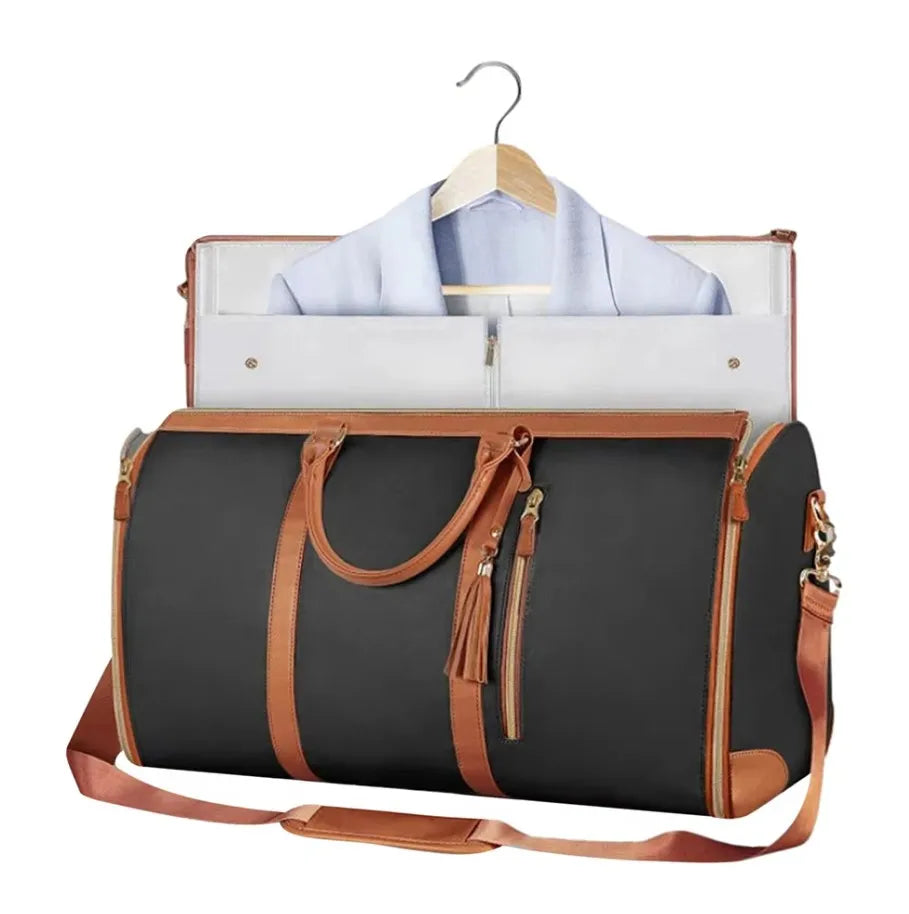 Garment Bag for Travel, Carry On Garment bag, Convertible Duffel Bag with Shoe Compartment, Perfect for Business Trips Peaceful Pleasures Health and Wellness Blue