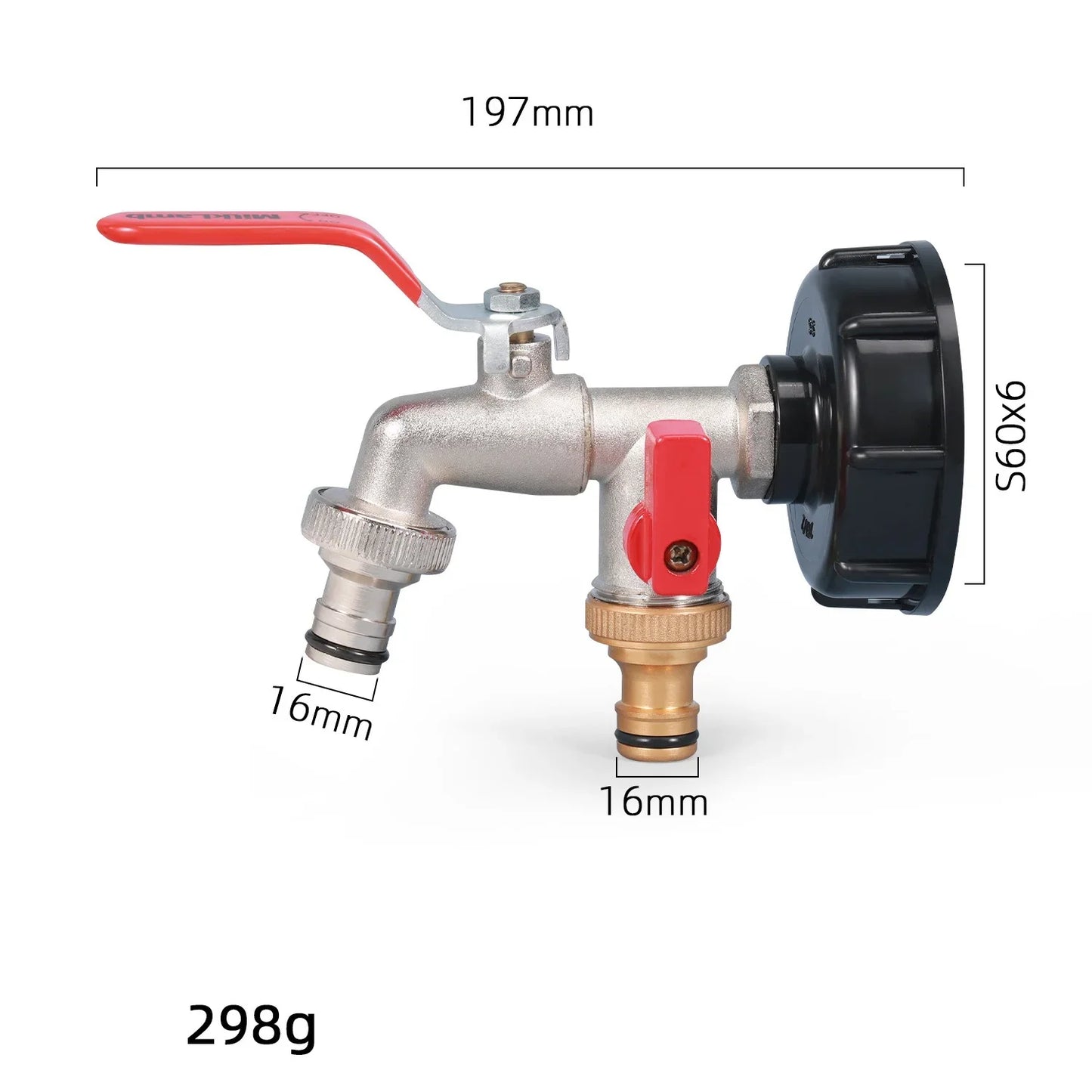 IBC Tank Tap Adapter S60x6 to 16mm Quick Connect Valve Fitting