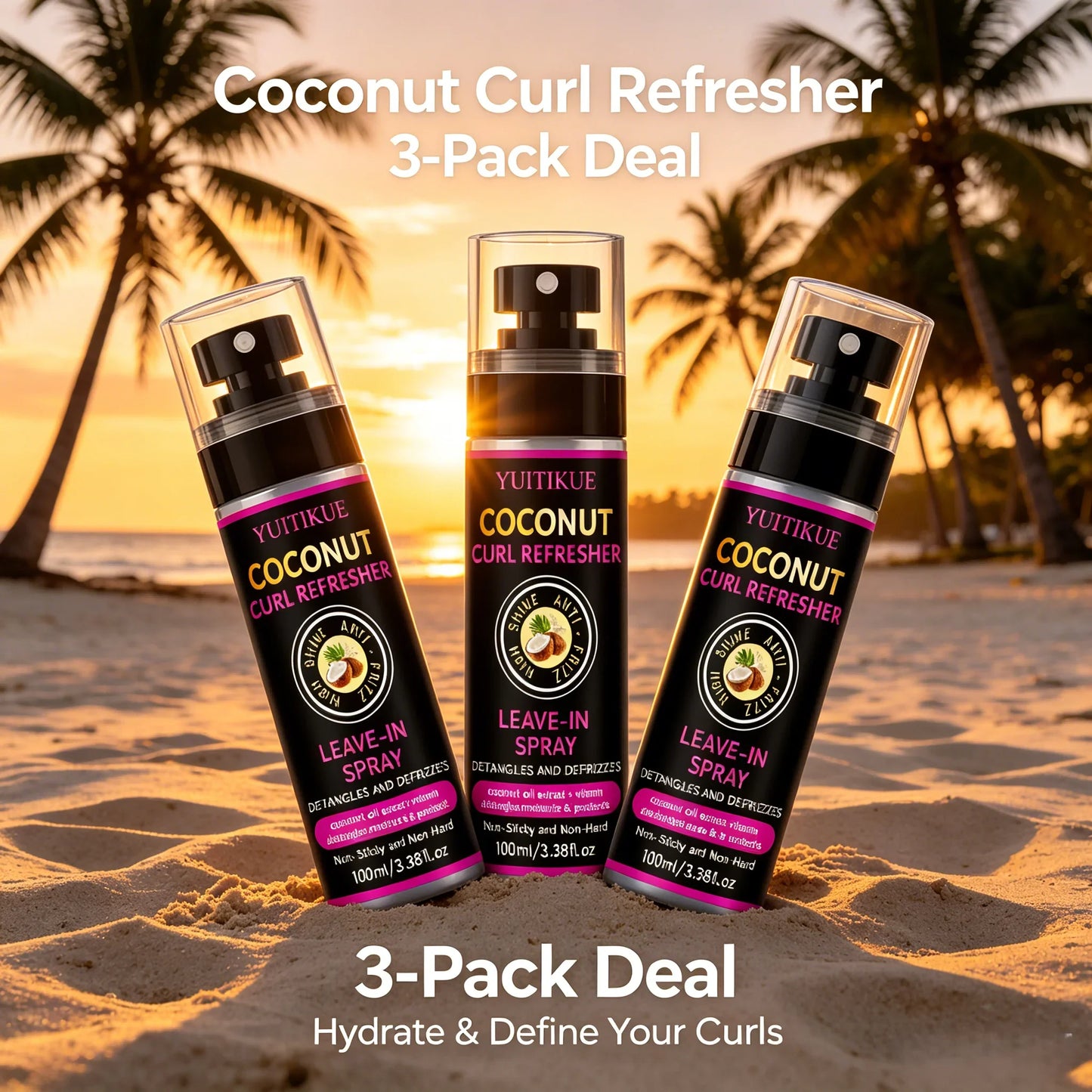 YUITIKUE Coconut Curl Refresher Spray | Leave-In Detangler