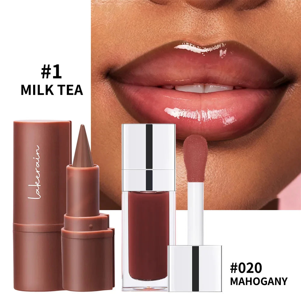 Lakerain Lip Liner & Gloss Combo Set – Long-Lasting Moisturizing