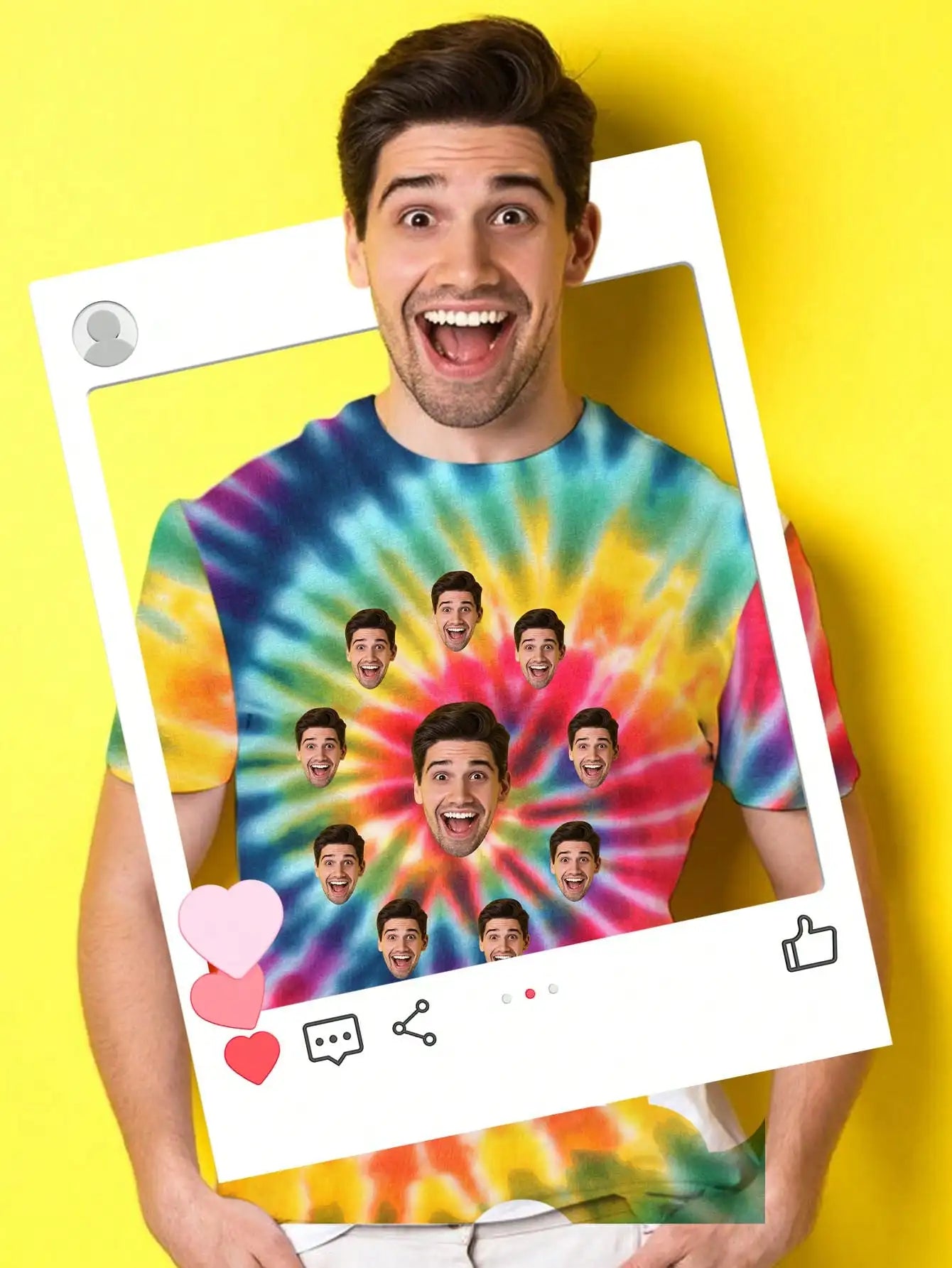 Custom Face Tie Dye T-Shirt | Personalized Birthday Gift Personalized T-Shirt Peaceful Pleasures Health and Wellness