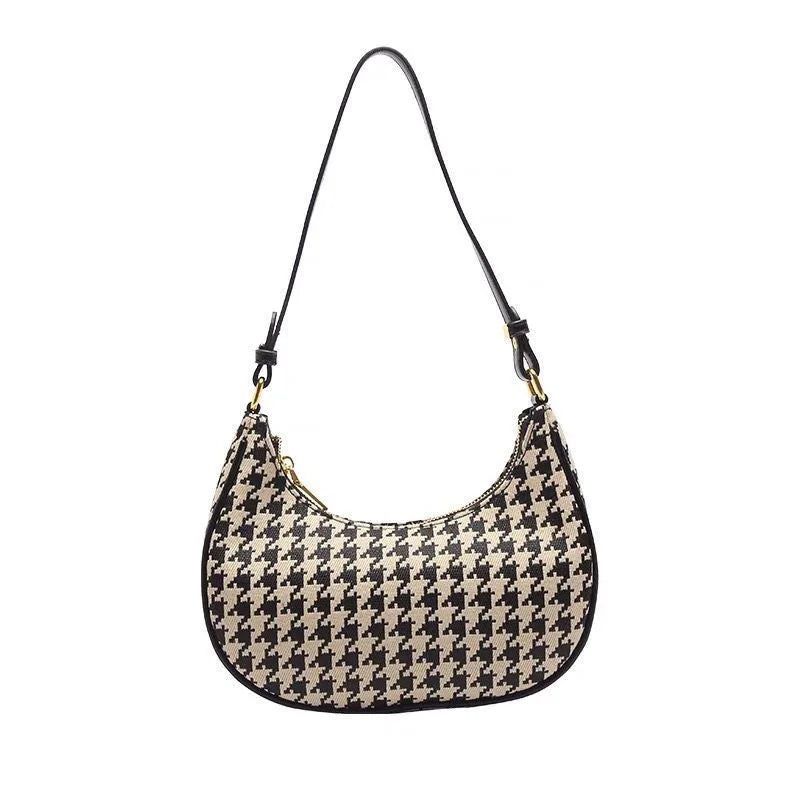 High-quality Fashion Women's Shoulder Bag Handbag with Large Capacity Houndstooth Trendy Design Casual and Versatile Waterproof Peaceful Pleasures Health and Wellness
