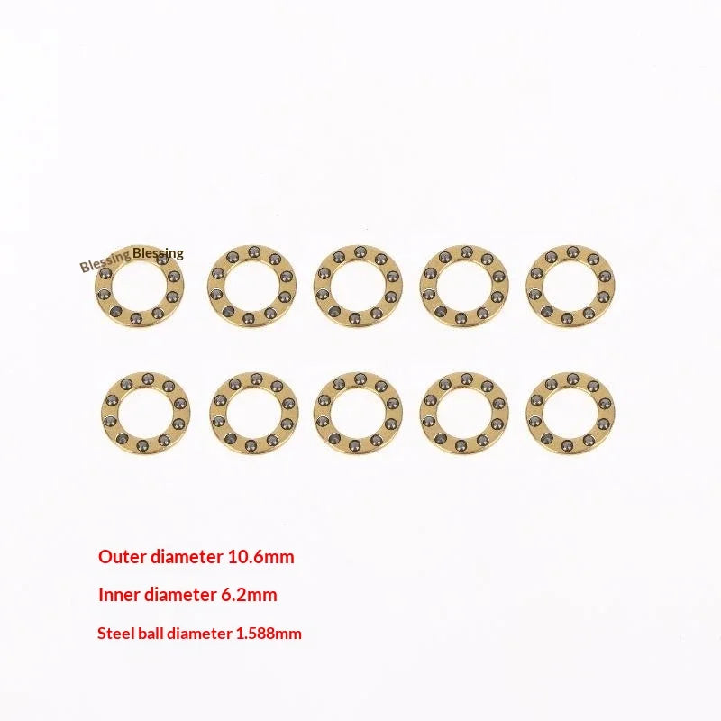 New 10Pcs Mini Plane Axial Bearing Ceramic Steel Ball Thrust Copper Support Folding Knife Opening Closing Accessories Peaceful Pleasures Health and Wellness 10.6x6.2x1.588mm