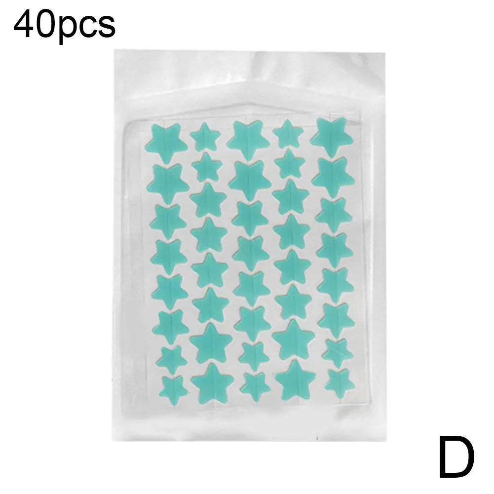 Colorful Star & Heart Shaped Acne Pimple Patches – Invisible Cute Acne Cover Stickers 40pcs Peaceful Pleasures Health and Wellness blue 40 counts