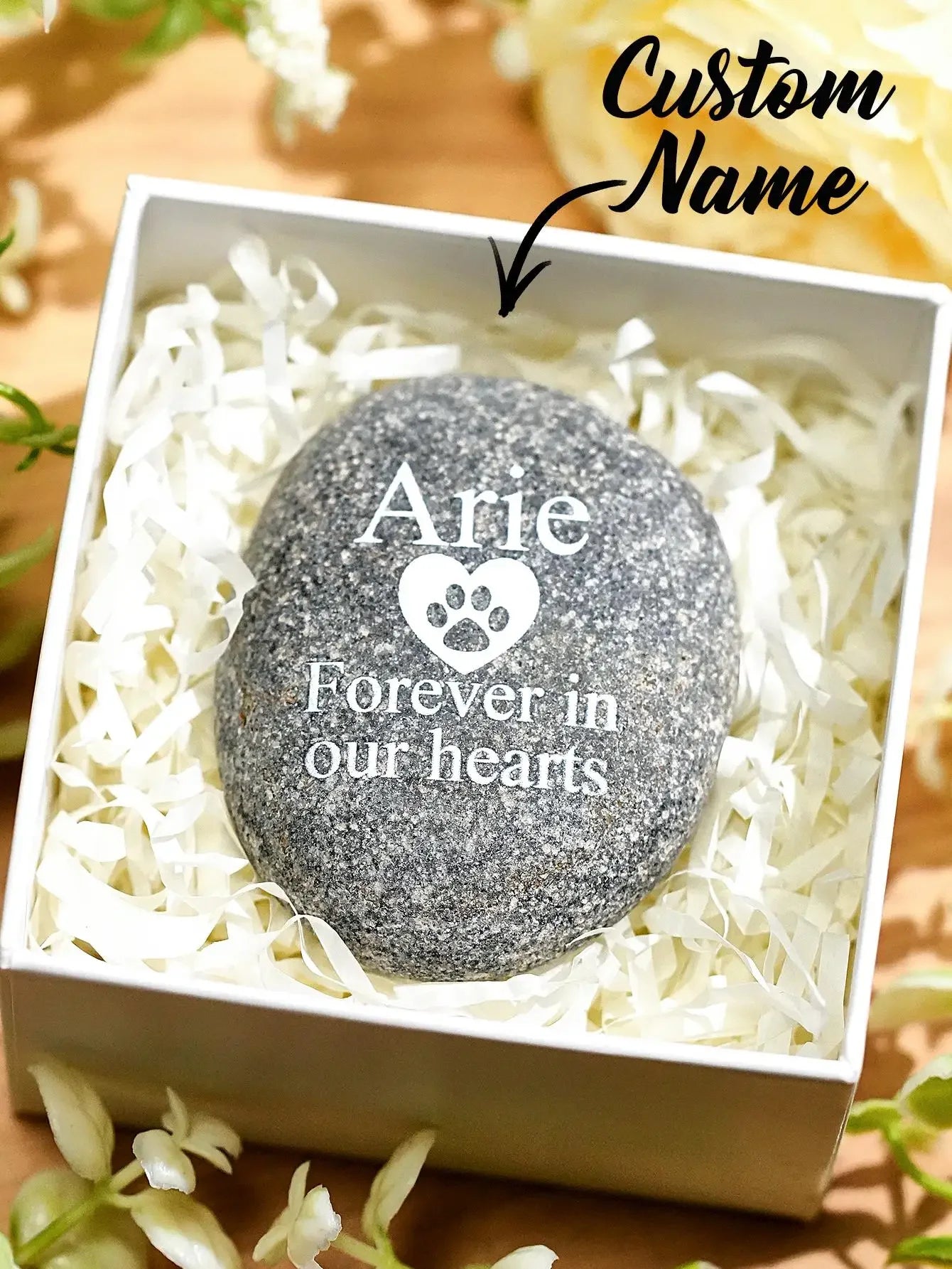 Custom Pet Memorial Stone Personalized Dog Cat Grave Marker Engraved Garden Pebble Pet Loss Gift Custom Puppy Tombstone Peaceful Pleasures Health and Wellness