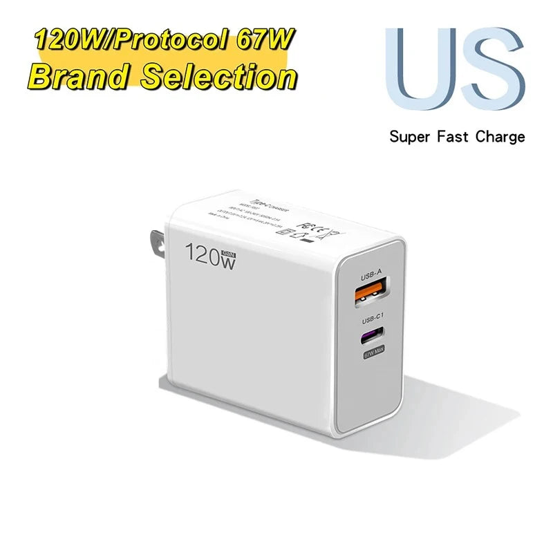 120W USB-C Fast Wall Charger | iPhone Samsung Quick Charge