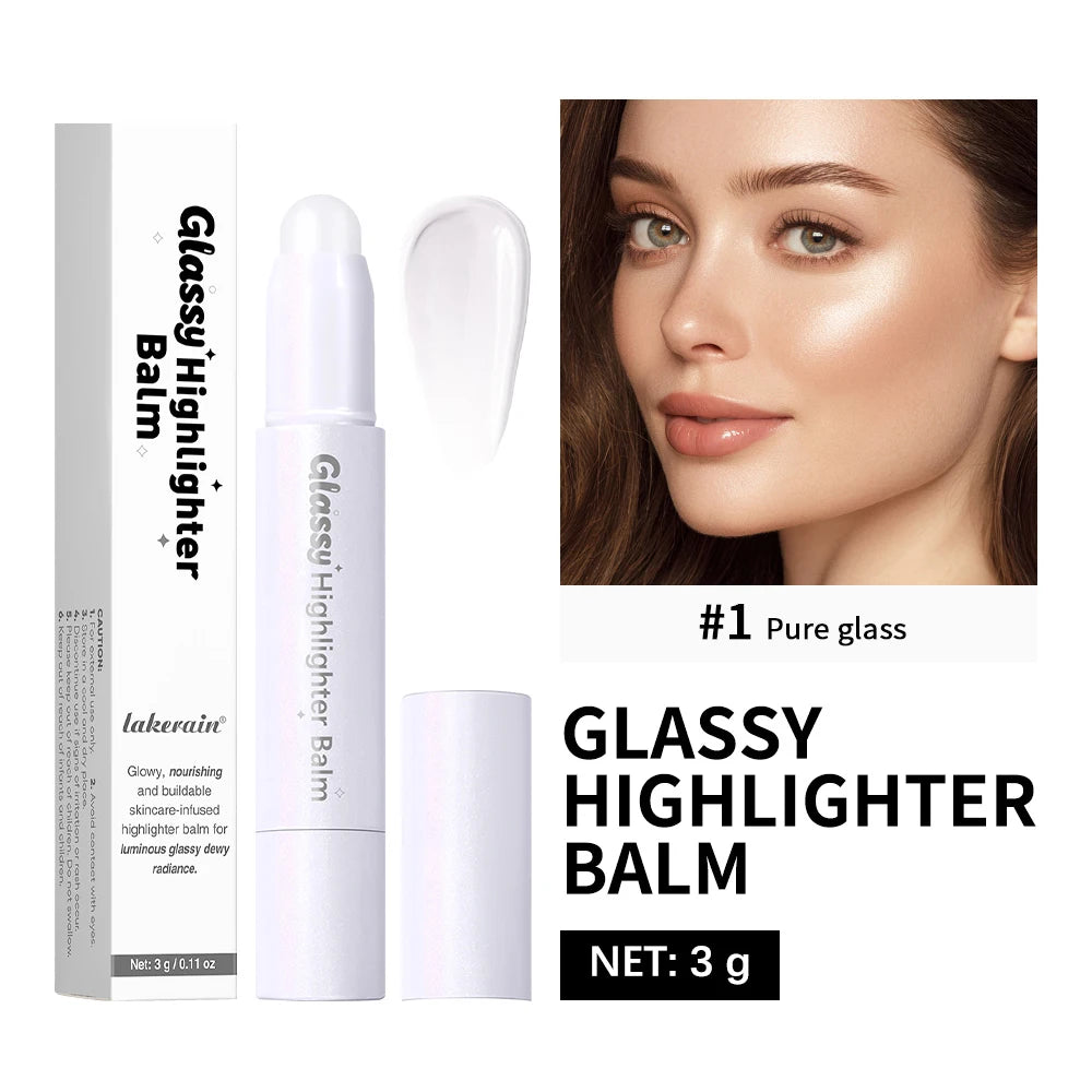 Bio- Glassy Highlighter Balm Nourishing Buildable Long Lasting Non Sticky Multipurpose Stick For Eye Cheek Lips Body Cosmetics Peaceful Pleasures Health and Wellness 1Pure Glass
