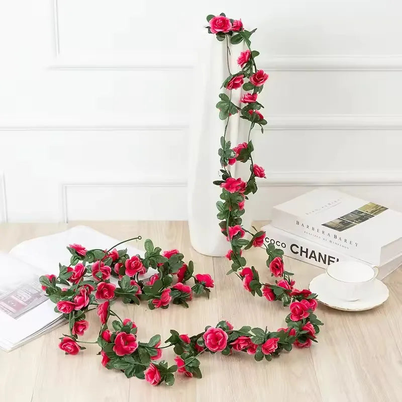 Artificial Silk Rose Vine Garland 2.4m | Wedding & Home Decor