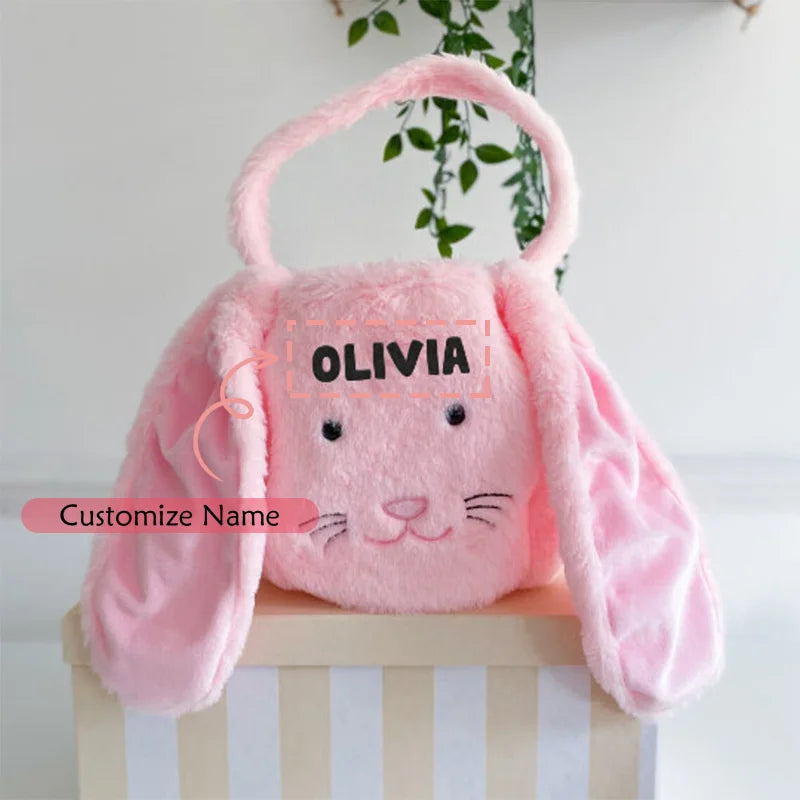 Personalized Easter Bunny Bag | Custom Name Egg Hunt Basket