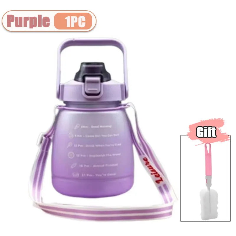 1200ml Frosted Sports Water Bottle with Shoulder Strap | BPA Free