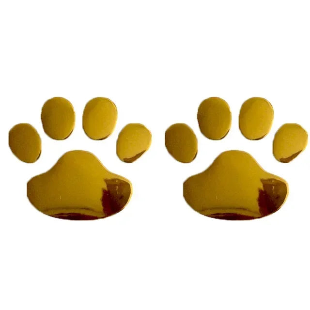 2PCS Car Sticker Cool Design Paw 3D Animal Dog Cat Bear Foot Prints Footprint Decal Car Stickers Silver Gold Auto Accessories Peaceful Pleasures Health and Wellness Gold