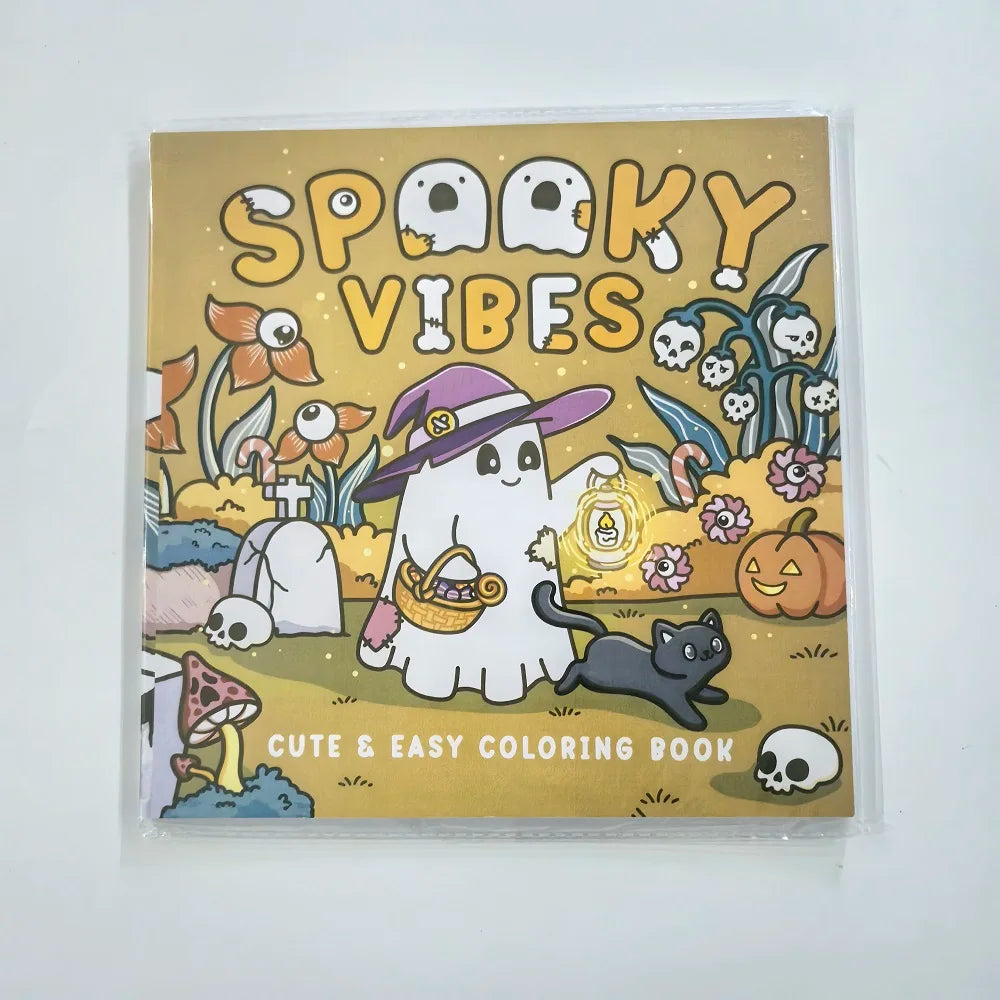Halloween Spooky Cute Coloring Book Stress Relief Art Kids Adults