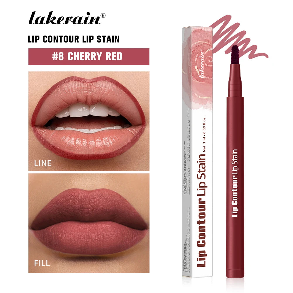 Waterproof Lip Liner Lip Contour Lip Stain Smudge-proof 2 In 1 Lip Stain & Liner Ultra Pigmented Dual-Sided Design Non-Stick Cup Peaceful Pleasures Health and Wellness 8Cherry Red