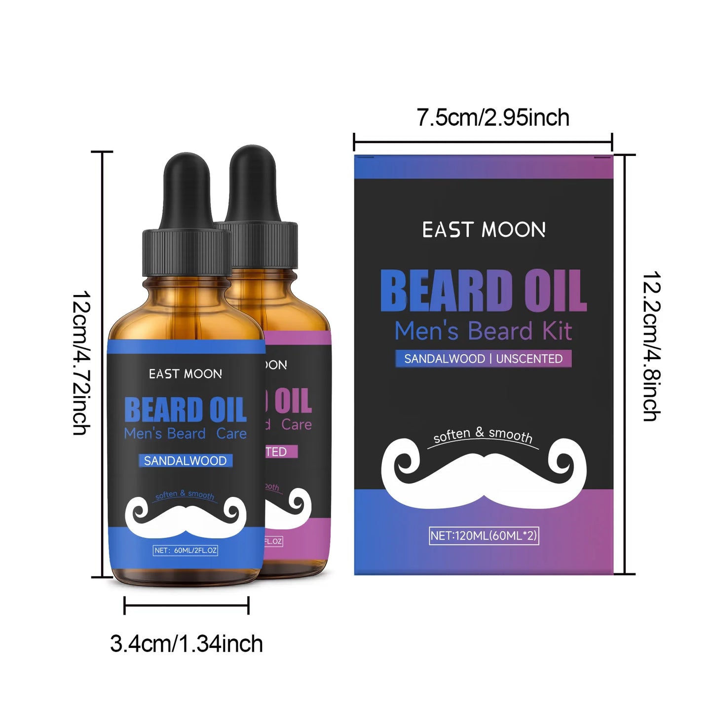 Men's Beard Oil Kit – Unscented & Sandalwood 2×30ml