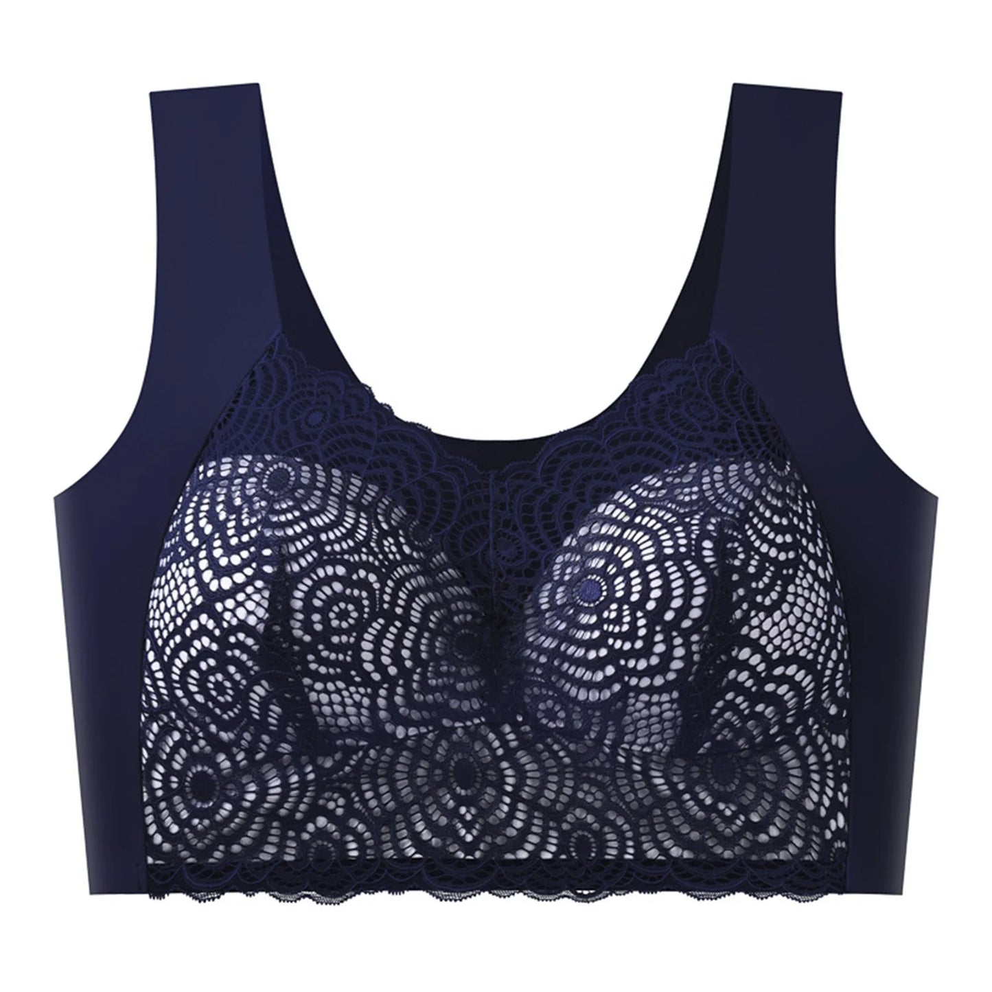 Women's Seamless Wireless Lace Bra – Wire-Free Anti-Shake Support