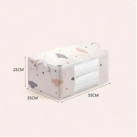Large Capacity Clothes Storage Bag Organizer With Reinforced Handle Suitable For Blankets Bedding Foldable With Sturdy Zipper Peaceful Pleasures Health and Wellness Medium Beige