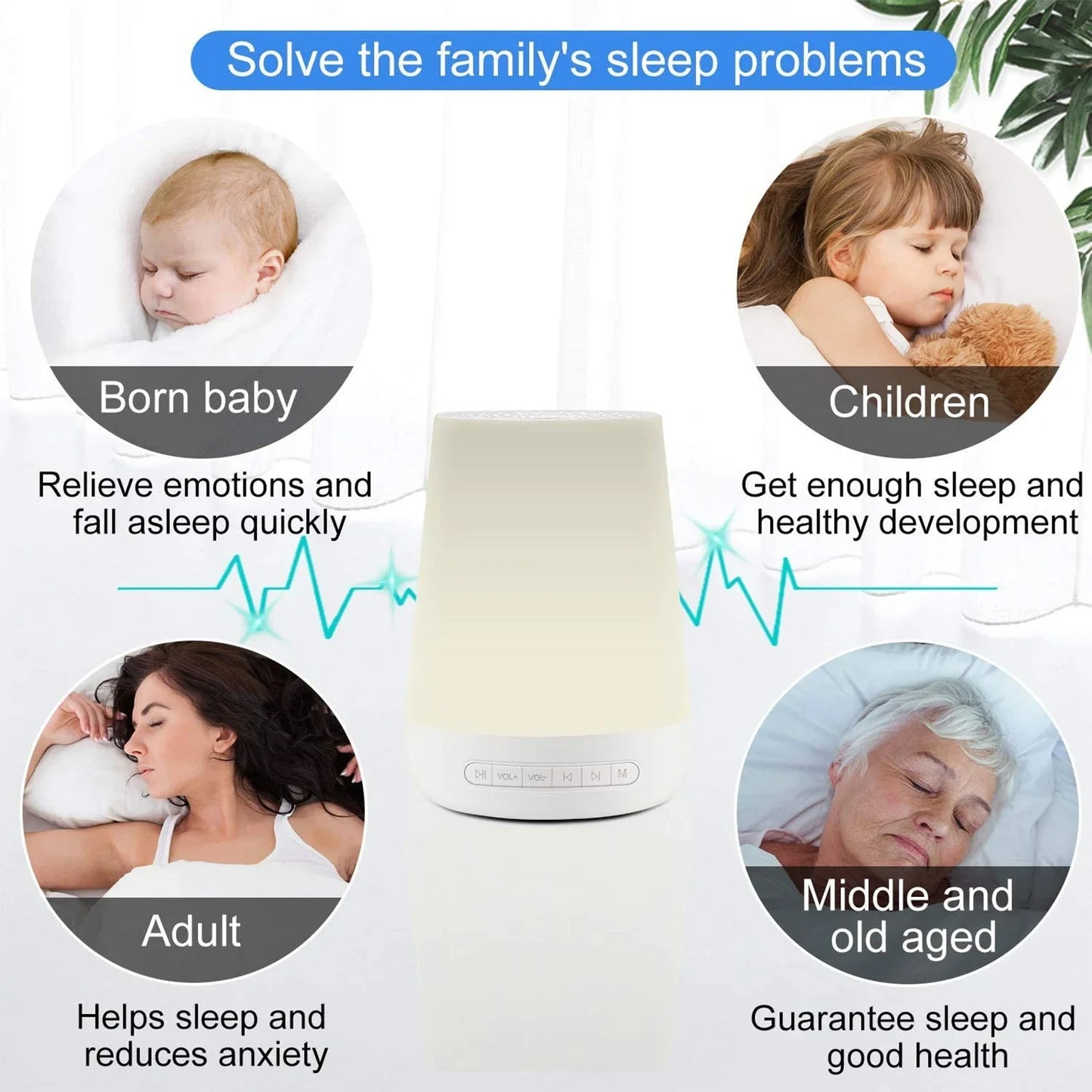 Colorful Night Lights 34 Soothing Sounds Supports APP Remote Control