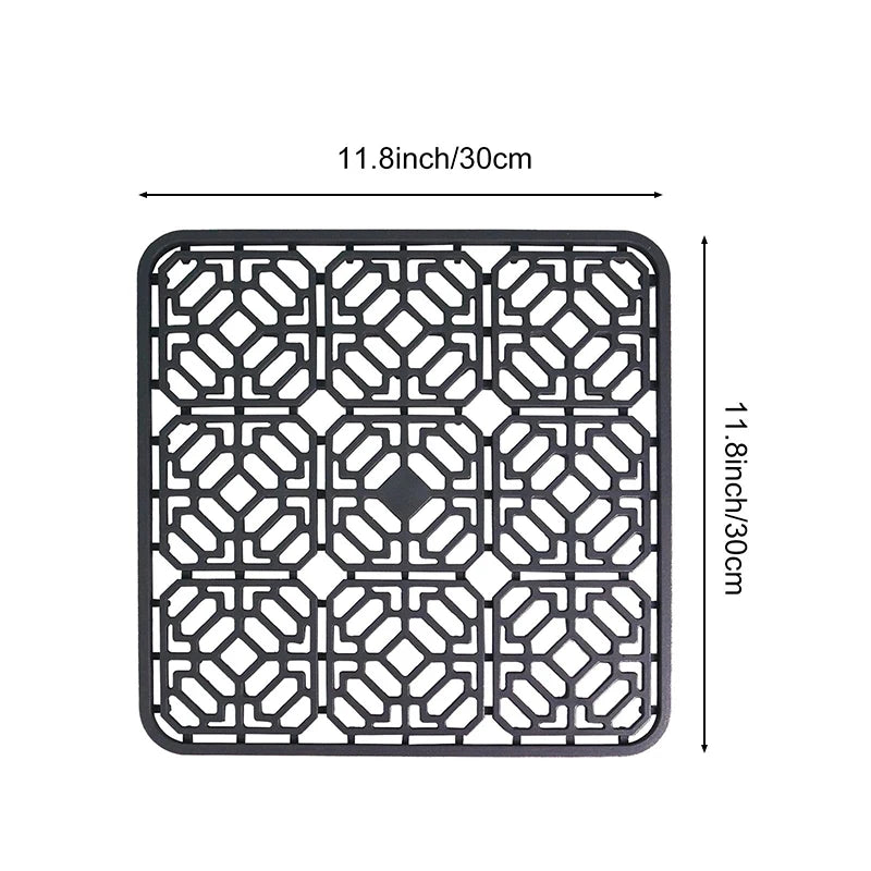 Silicone Drain Mat Heat Insulated Pad Kitchen Sink Protector Hollow Sink Mat Countertop Mats Kitchen Protection Countertop Mats Peaceful Pleasures Health and Wellness B gray 30cm silicone