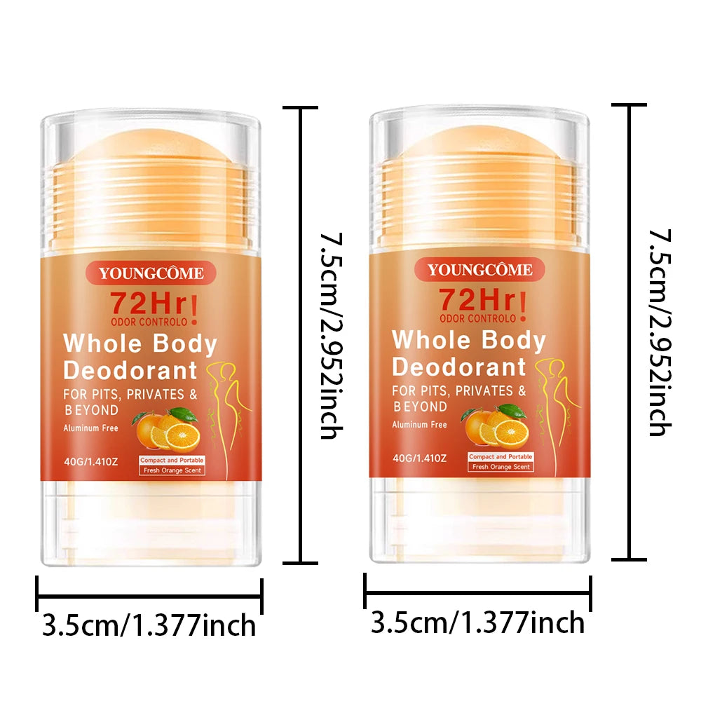 72 Hours Whole Body Deodorant Stick Anti Sweating Keep Drying Lasting Fragrance Remove Armpit Odor Underarm Refresh Sticks Peaceful Pleasures Health and Wellness 2PCS