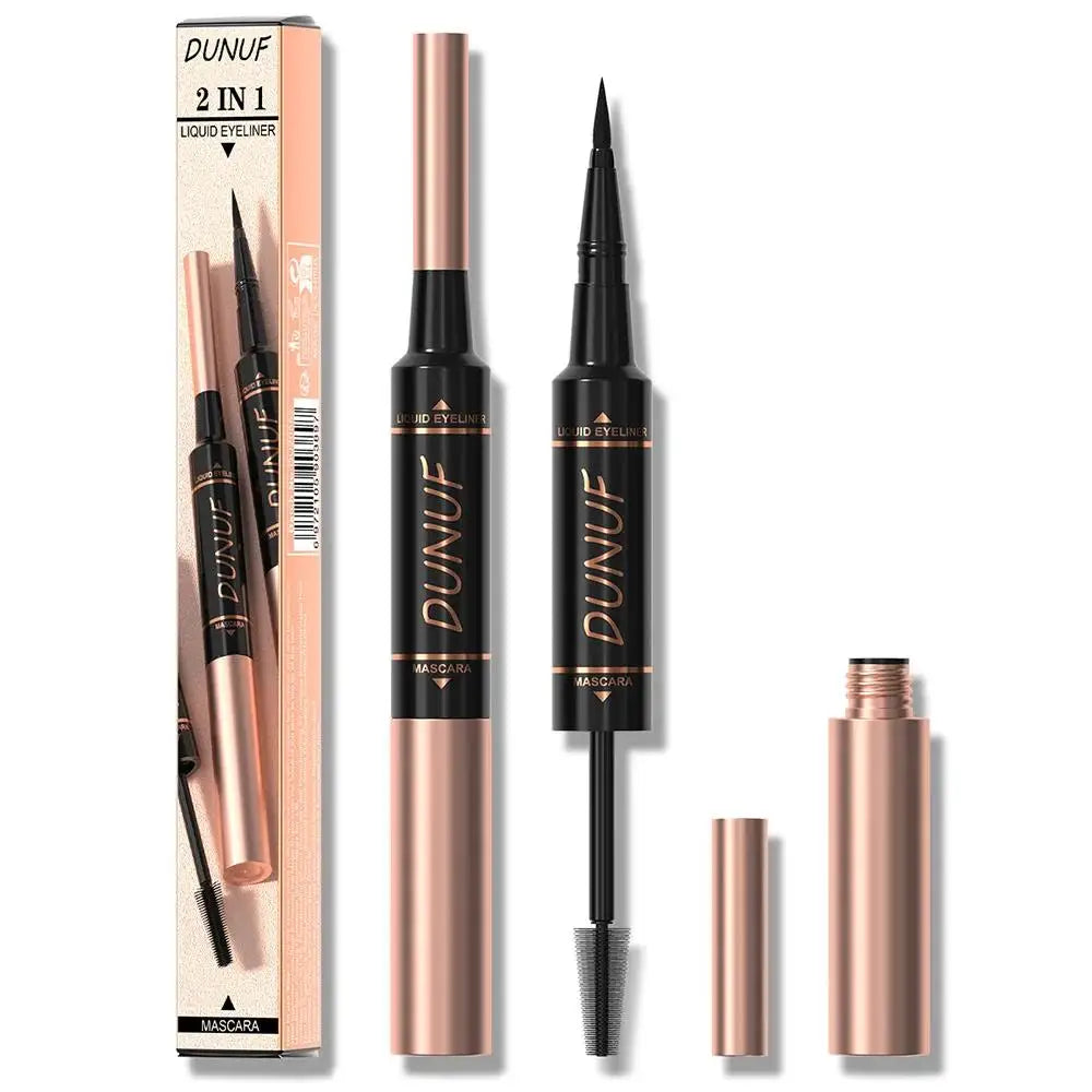 DUNUF 2-in-1 Mascara & Eyeliner – Waterproof, Volumizing Black