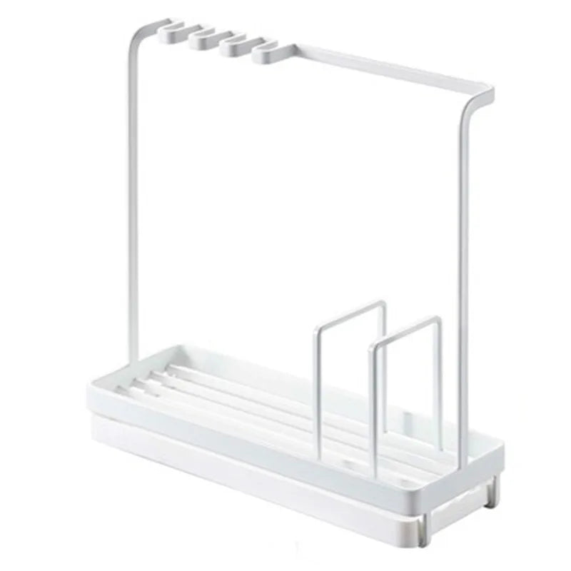 Kitchen Sink Organizer Rack | Sponge Holder with Drain Tray