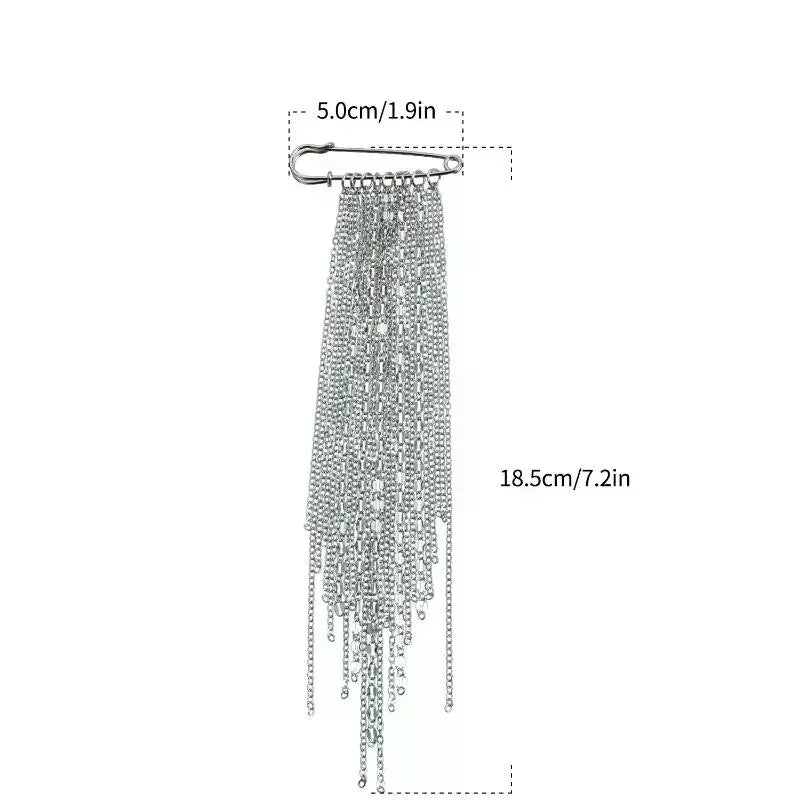 Metal Chain Tassel Pin Brooch for Women | Bold Statement