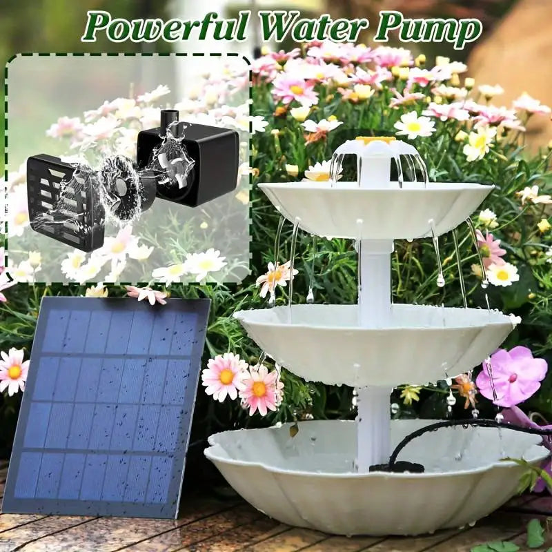 3-Tier Solar Bird Bath Fountain with 2.5W Pump | Garden Decor