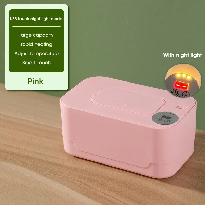 Portable Baby Wipe Warmer 2-in-1 Heated Towel Dispenser with LED Display Heating Box for Home Car Travel Accessories Peaceful Pleasures Health and Wellness USB-Pink