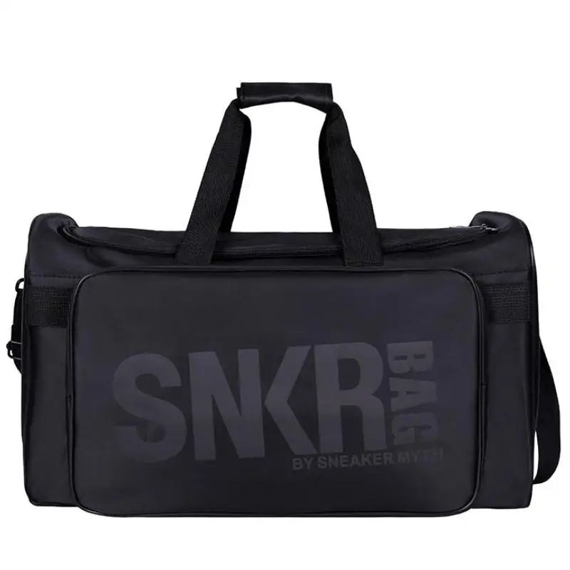 Large Capacity Multifunctional Sports Shoe Storage Travel Bag, Sports And Fitness Bag, Ball Bag, Racket Storage Clothing Storage Peaceful Pleasures Health and Wellness Black text