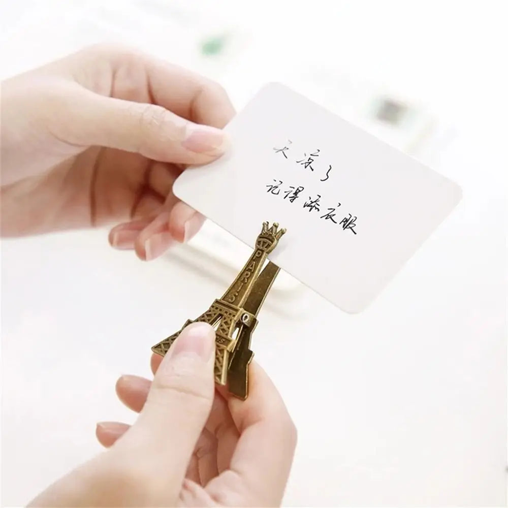 Stationery Wedding Seats Clip Photo Decoration Retro Style Name Card Picture Clip Holder Eiffel Tower Clip Paper Clip Memo Clip Peaceful Pleasures Health and Wellness