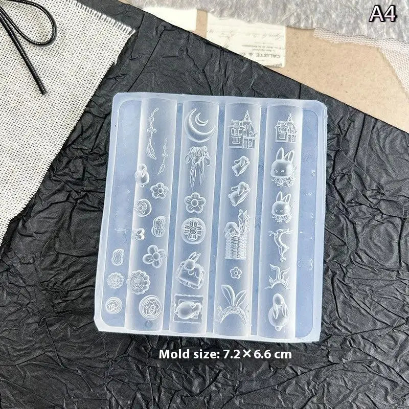 Cartoon Rabbit Bow Nail Art Silicone Mold Stamp DIY Manicure Tools for Nail Decoration Relief Accessory Peaceful Pleasures Health and Wellness A4