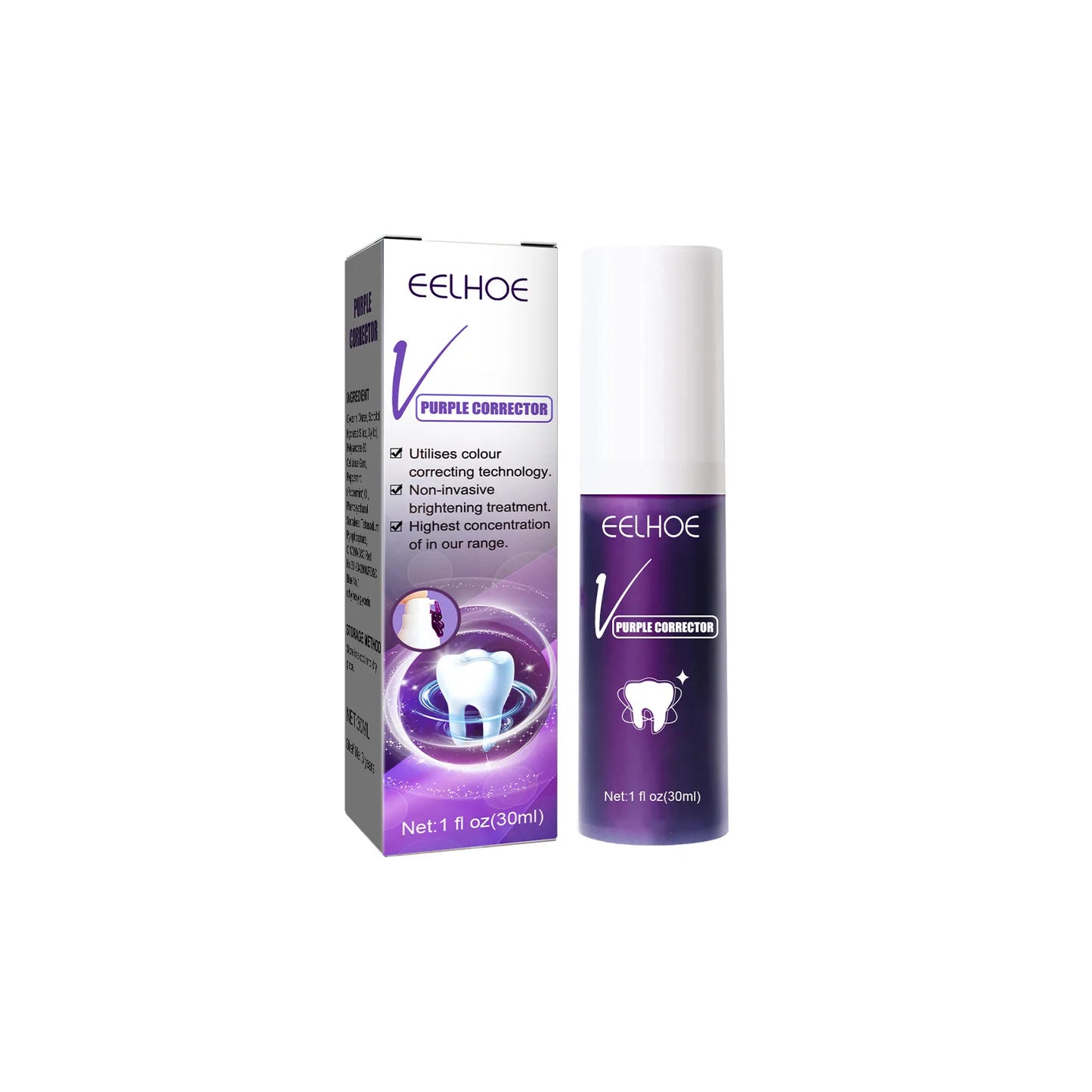 EELHOE Purple Whitening Toothpaste – Color Correcting 30ml