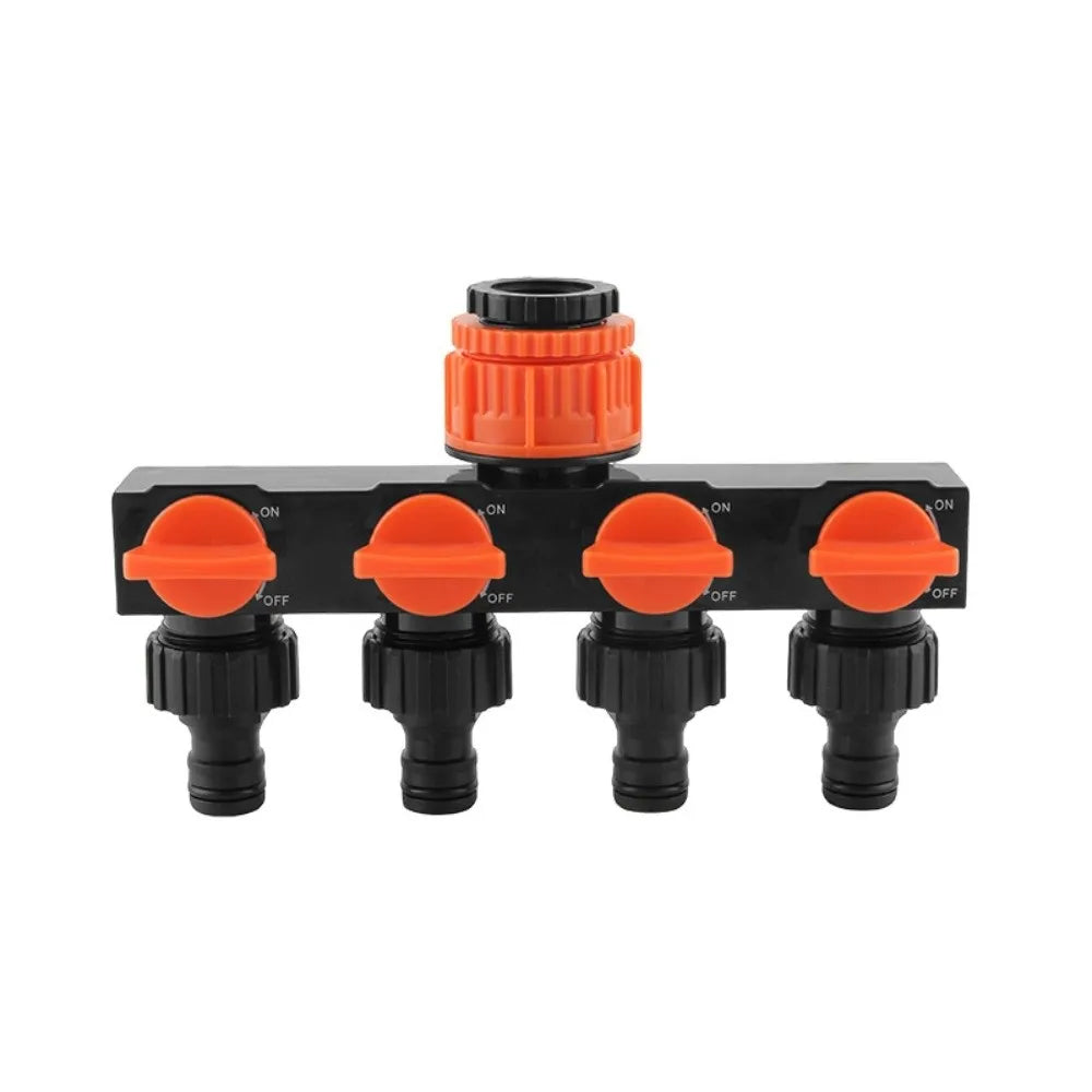 4-Way Garden Hose Splitter with Independent Valve Switches