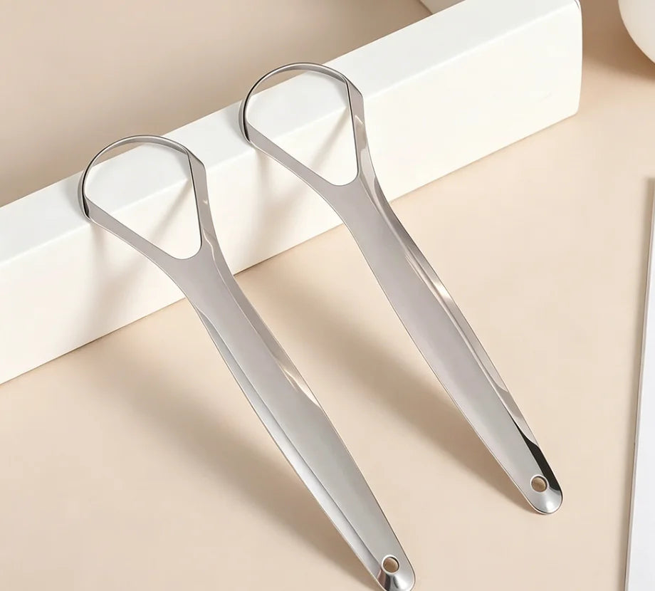 2pcs Stainless Steel Tongue Cleaners Gum Tongue Scraper for Adults Boys and Girls Tongue Care Tools Metal Tongue Scrapers family Peaceful Pleasures Health and Wellness 2pcs(pp bag)