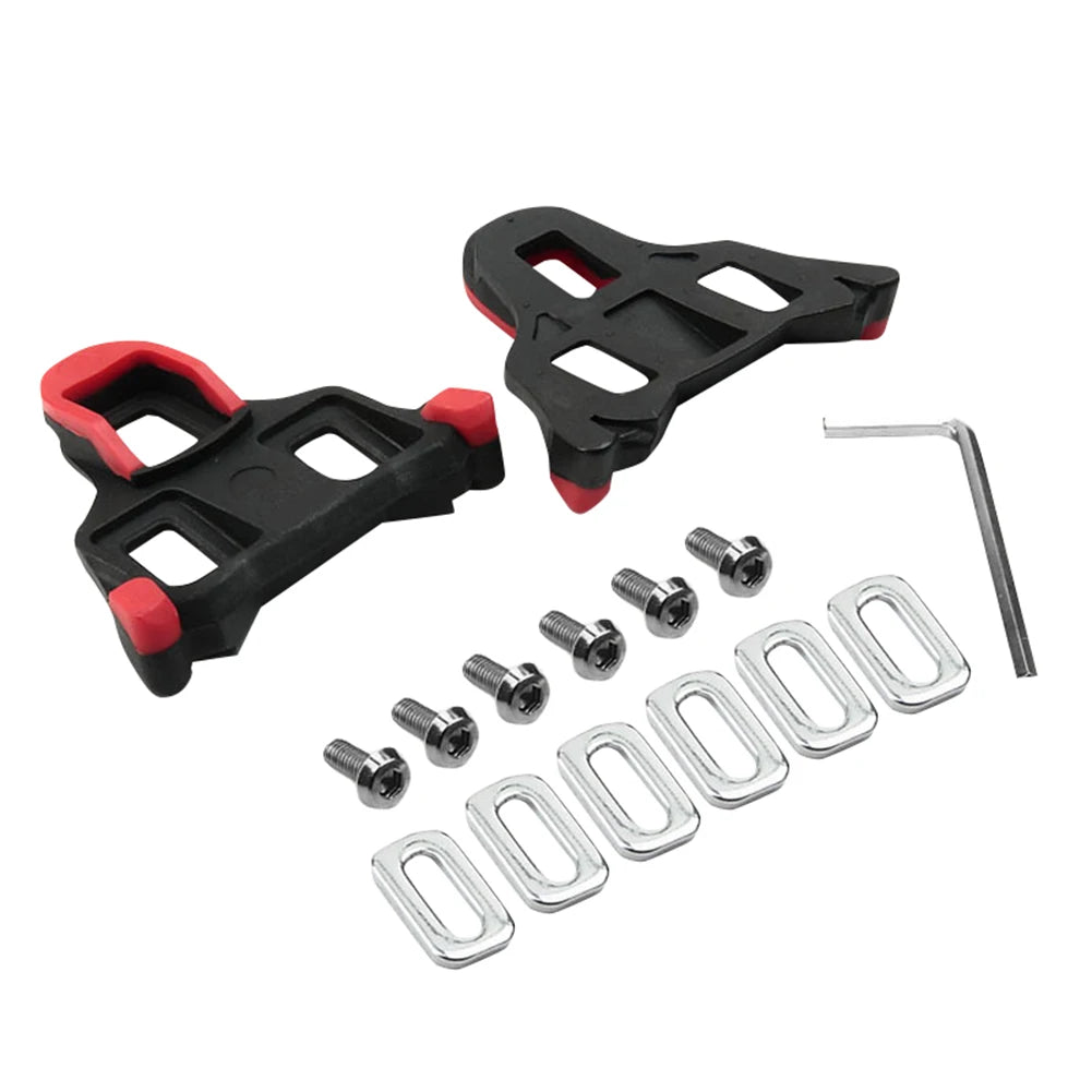 Bicycle Cleat Set Self-Locking Lightweight Platform Pedals 3 Bearings Pedals Indoor Cycling & Outdoor(Mountain & Road) Bike Peaceful Pleasures Health and Wellness 2Pcs Red