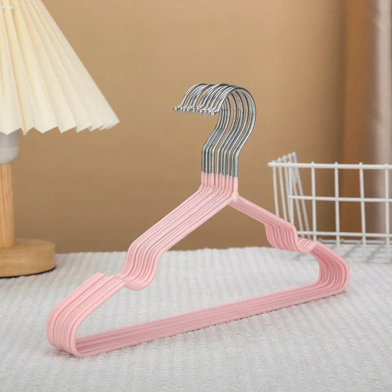30cm Rubber Coated Kids Hanger Non-slip PVC Metal Infant Clothes Hanger for Home Dormitory Home Clothes Hanger Organization Peaceful Pleasures Health and Wellness 10PCS pink