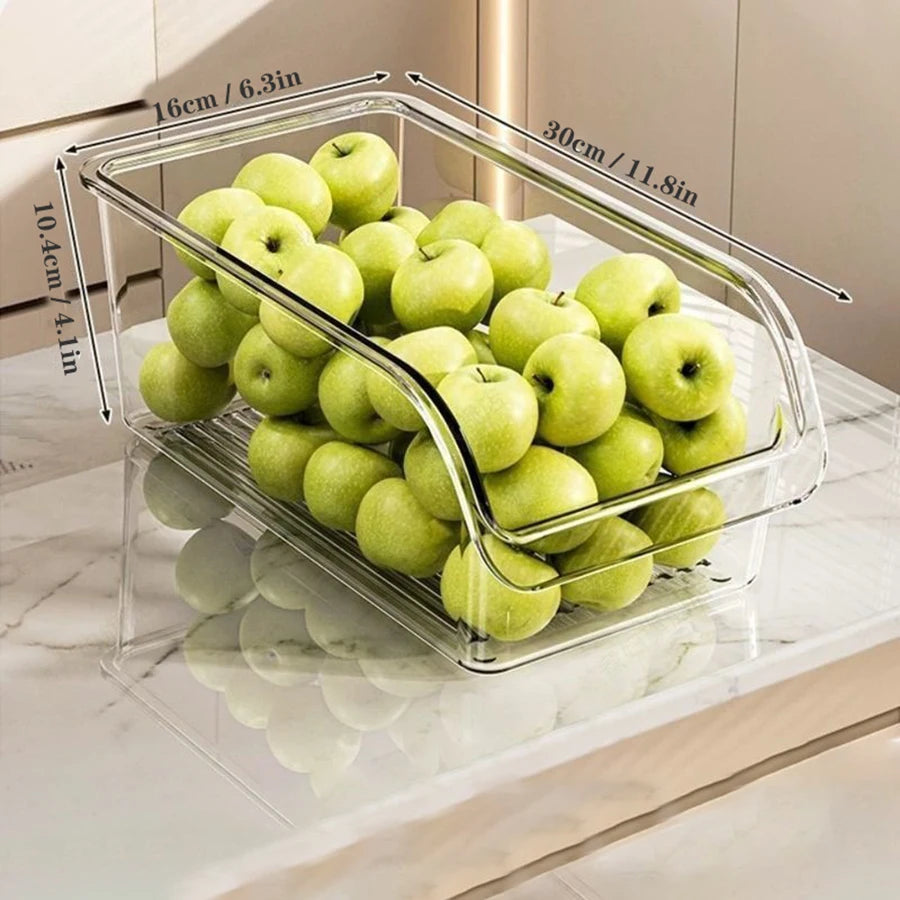 Clear Fridge Organizer Bins with Handle – Refrigerator, Freezer, Kitchen Cabinet & Pantry Organization Storage