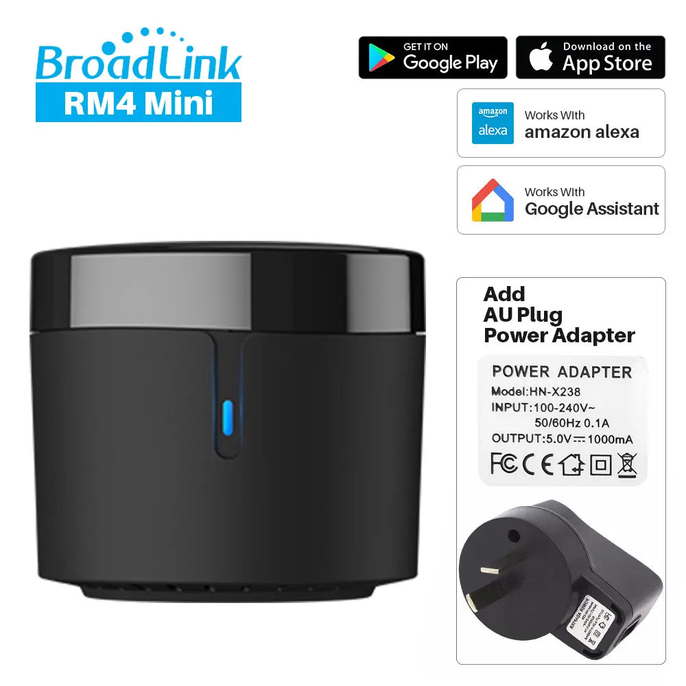 Broadlink Rm4 Mini Smart Remote Control Infrared Universal IR Remote Audio Video Smart Home Work with Google Home Alexa Peaceful Pleasures Health and Wellness rm4 mini au