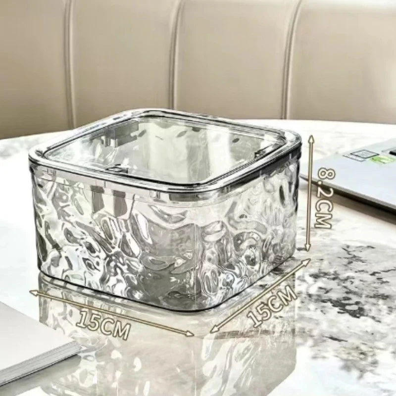 High end transparent acrylic multifunctional storage box, hair accessories, rubber bands, jewelry storage, cotton swab storage Peaceful Pleasures Health and Wellness clear grey S