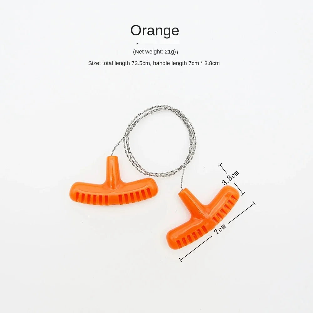 PP Handle Camping Portable Emergency Steel Wire Rope Chain Saw Outdoor Travel Hand Tools Wire Saw Equipment Survival Supplies Peaceful Pleasures Health and Wellness orange