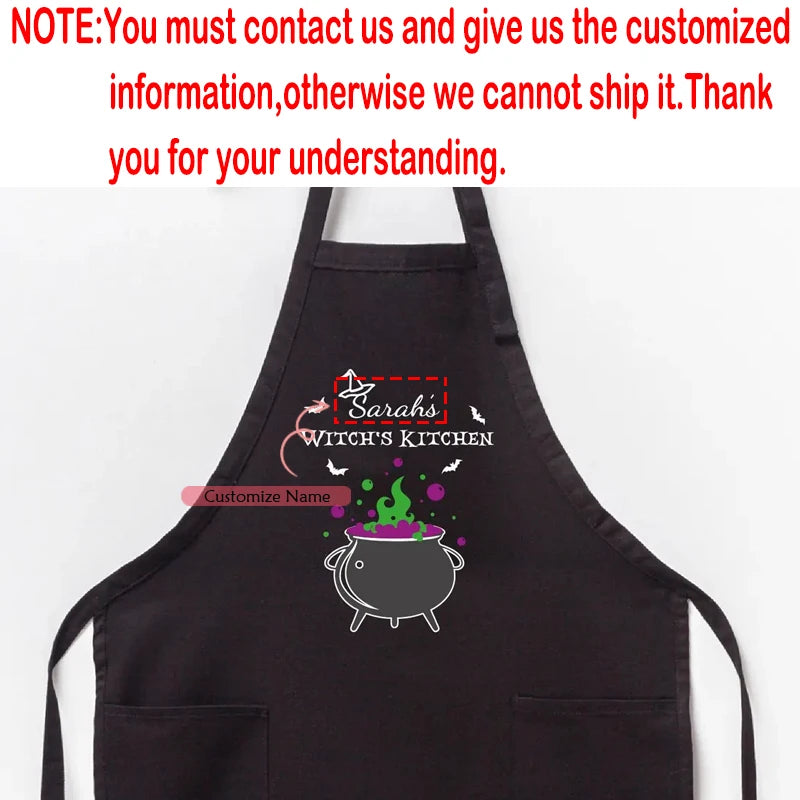 Personalized Witch's Kitchen Apron | Custom Halloween Gift Personalized Kitchen Apron Peaceful Pleasures Health and Wellness Custom Black 67x75cm