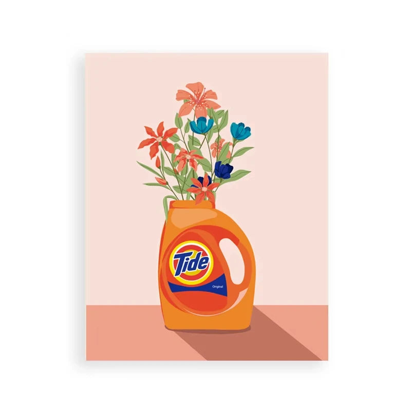 Laundry Room Floral Canvas Wall Art Print | Pastel Poster Canvas Wall Print Peaceful Pleasures Health and Wellness 2 40x50cm